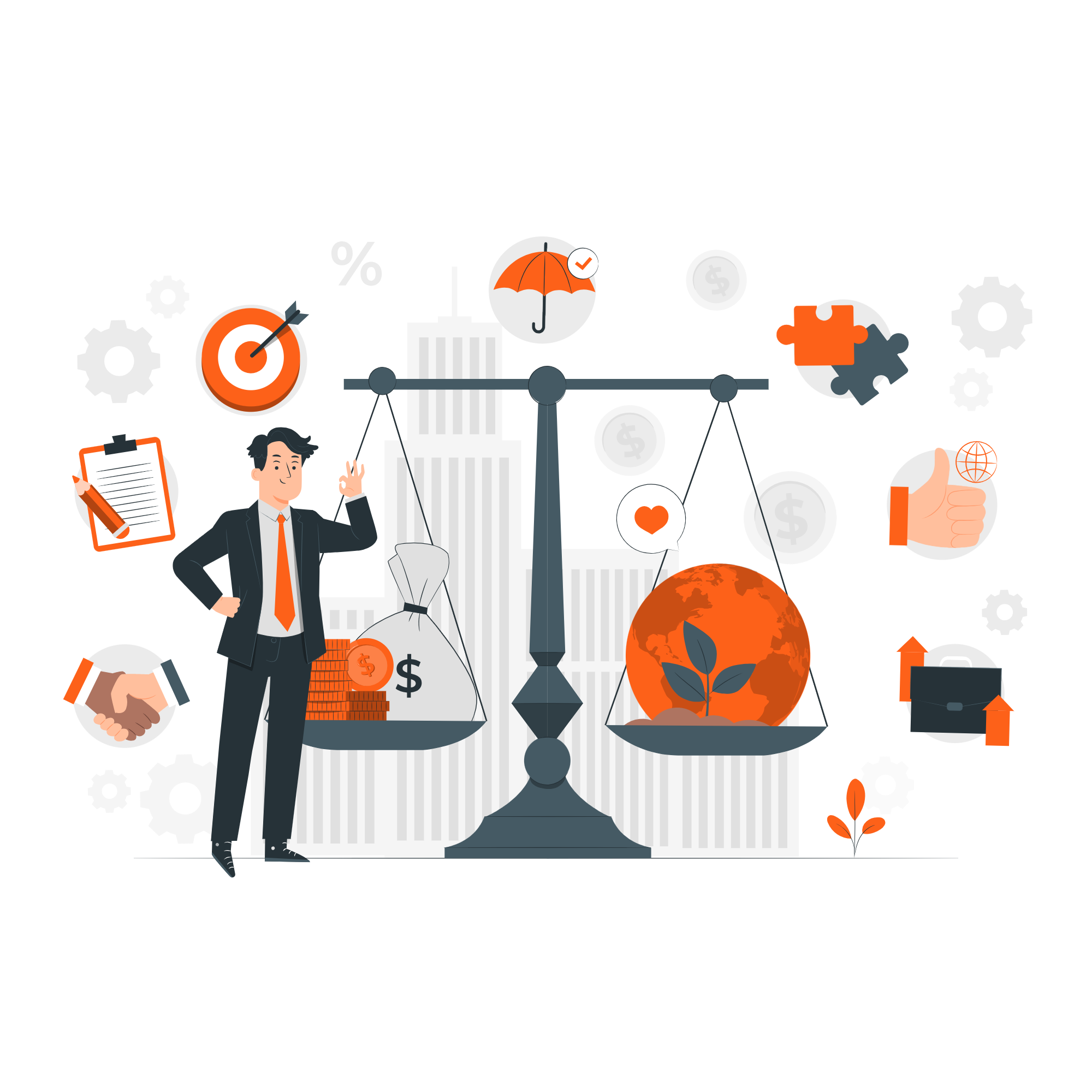 Scales weighing values — ethics and accountability balanced against speed.